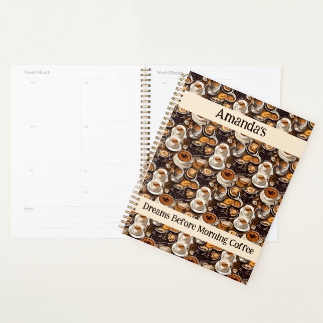 Cappuccino Coffee Oil Paint Pattern Personalized  Planner (Display)
