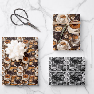 Cappuccino Coffee Oil Paint Pattern Personalized Wrapping Paper Sheets