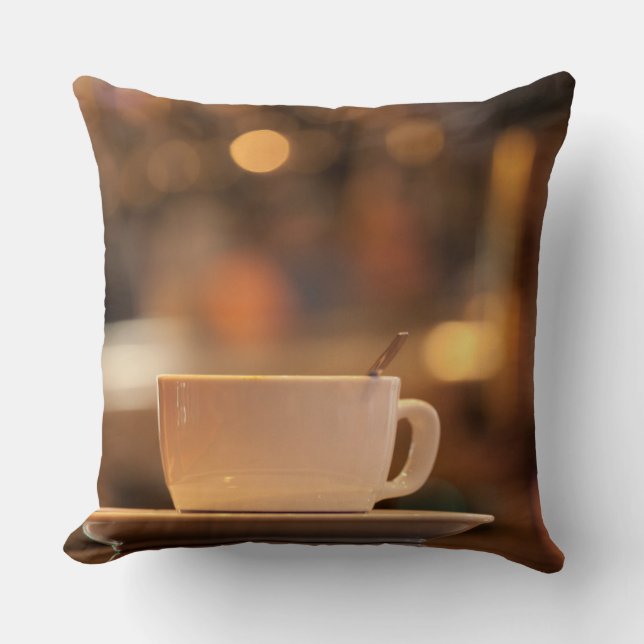 Cappuccino coffee, Venice, Italy Throw Pillow (Front)