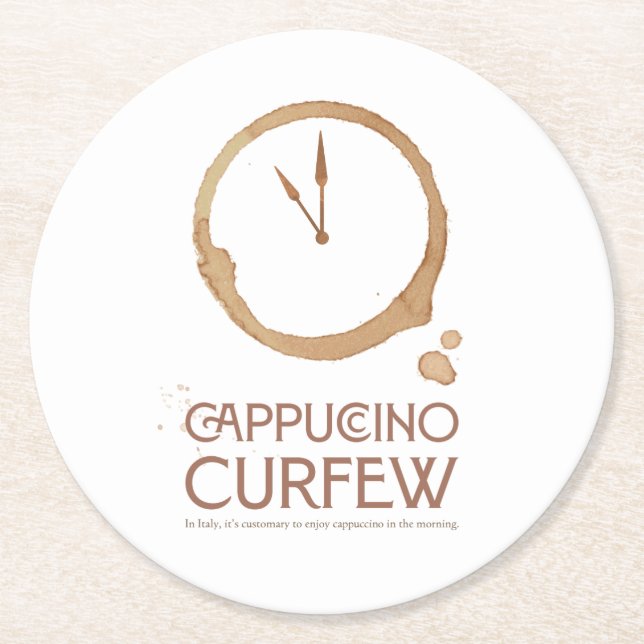 Cappuccino Curfew – Italian Coffee Culture Coaster (Front)
