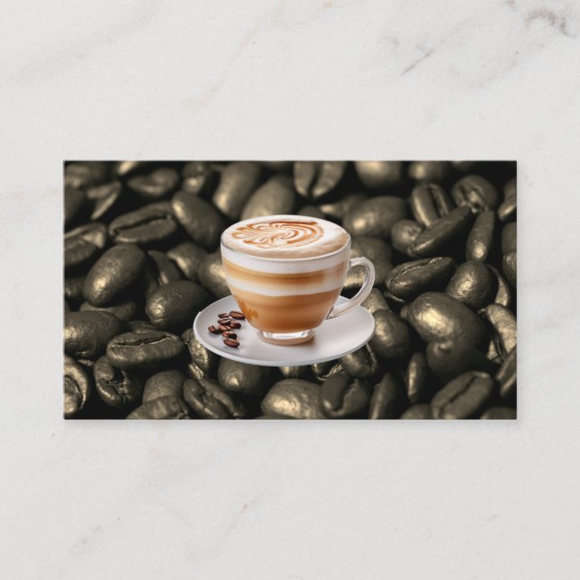 Cappuccino Drink \ Coffee Beans Business Card (Front)