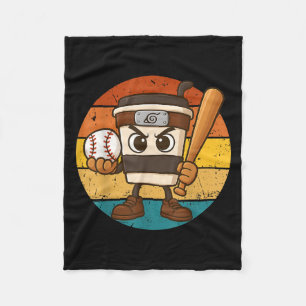 Cappuccino Ino Baseball Cute Italian Brainrot Meme Fleece Blanket