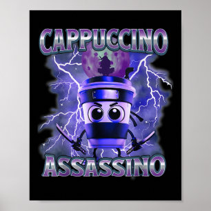 Cappuccino Ino Coffee Lovers Italian Brainrot Meme Poster