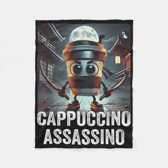 Cappuccino Ino, Italian Brainrot Meme, Espresso Me Fleece Blanket (Front)