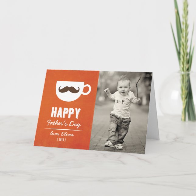 Cappuccino Mustache Photo Father's Day Card (Front)