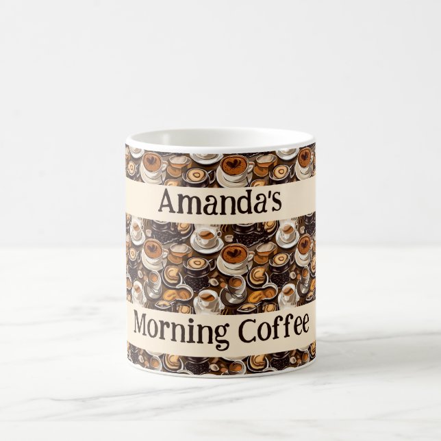 Cappuccino Oil Paint Pattern Personalized  Coffee Mug (Center)