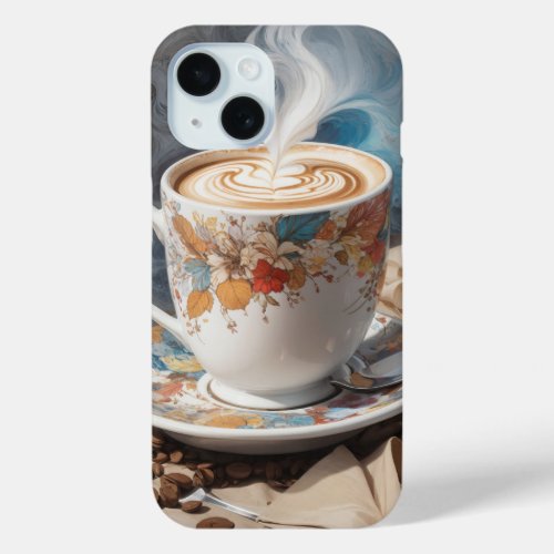 Cappuccino with Coffee Bean iPhone 15 Case
