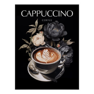 Cappuccino with Floral Elegance Poster