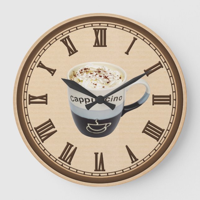 Cappucino Coffee shop fun wall clock (Front)