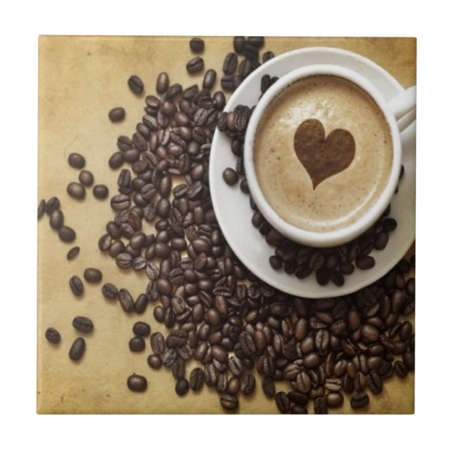 Cappucino Heart Cafe Ceramic Tile (Front)