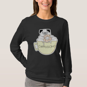 CappugCino Cute Pug with a Cookie in a Cappuccino  T-Shirt