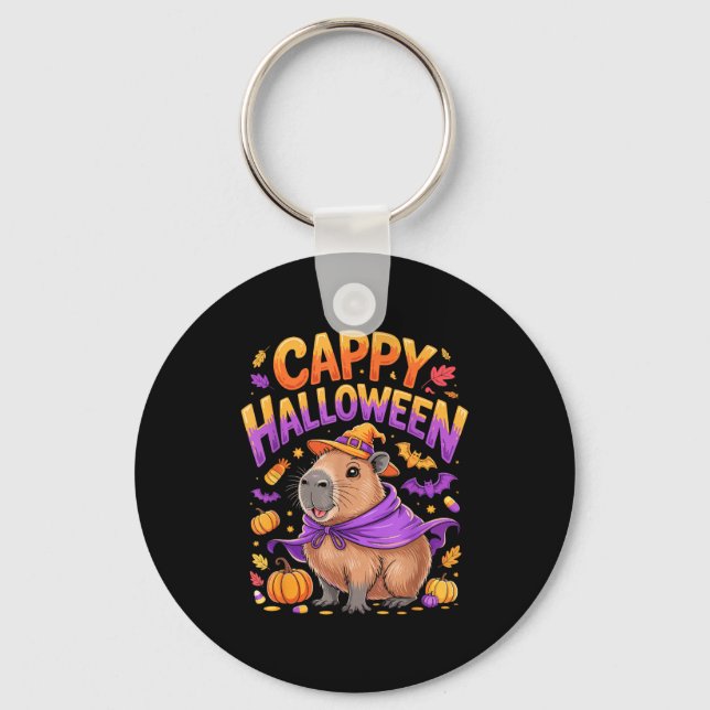 Cappy Halloween Capybara Witch  Keychain (Front)