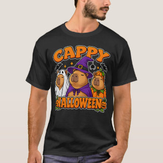 Cappy Halloween Funny Capybara Ghost Witch Pumpkin T-Shirt