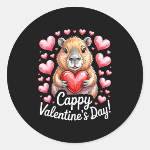 Cappy Valentine’s Day Cute Capybara Heart Design P Classic Round Sticker