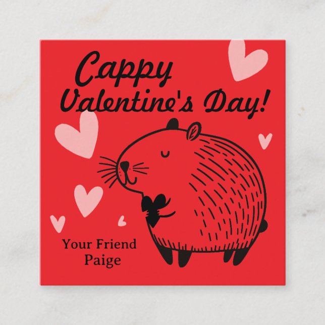 Cappy Valentine's Day | Capybara Valentine  Enclosure Card (Front)
