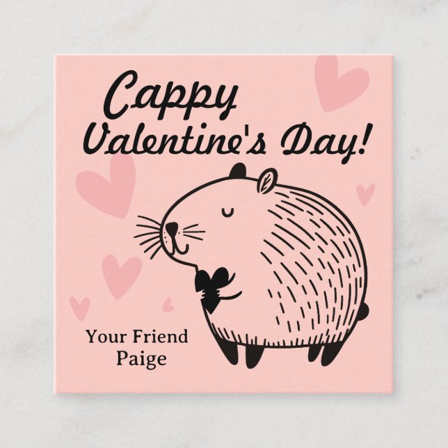 Cappy Valentine's Day | Capybara Valentine  Enclosure Card (Front)