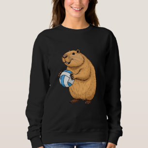 Cappy Volleyball Player Cute Capybara Sports Art Sweatshirt