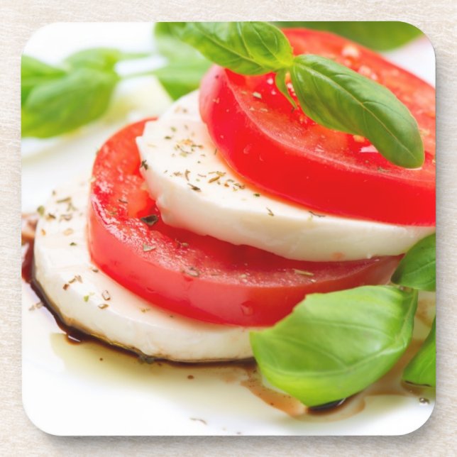 Caprese Salad. Tomato and Mozzarella slices Beverage Coaster (Front)