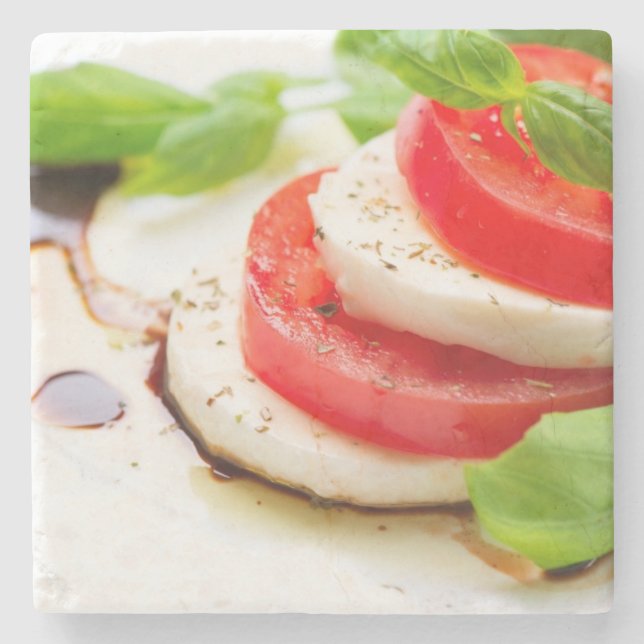 Caprese Salad. Tomato and Mozzarella slices Stone Coaster (Front)