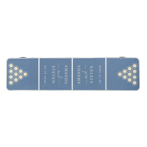 Capri Blue Couple Names with Wedding Date Beer Pong Table