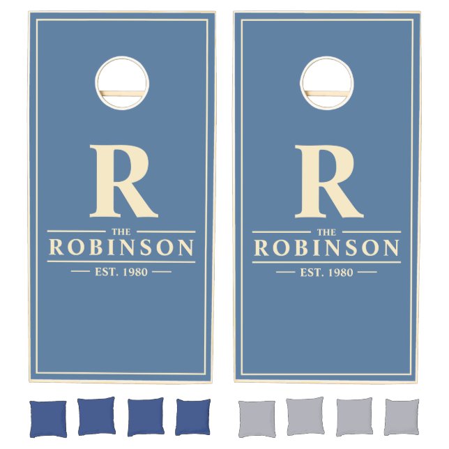 Capri Blue Family Name & Initial Cornhole Set (Set)