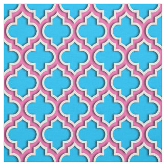 Capri Blue, Hot Pink Moroccan Quatrefoil #5DS Fabric