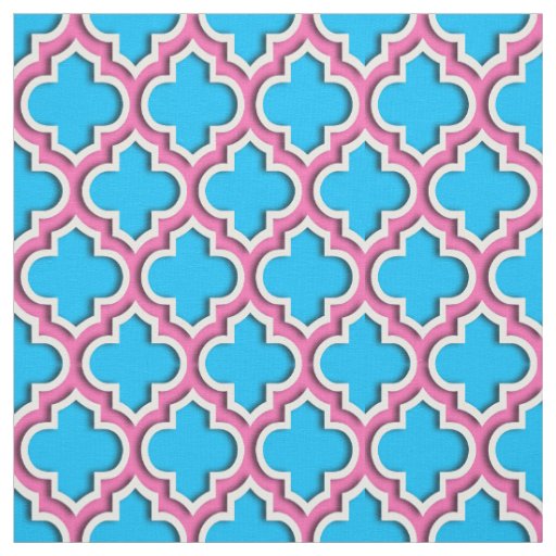 Capri Blue, Hot Pink Moroccan Quatrefoil #5DS Fabric