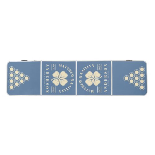 Capri Blue Irish Lucky Clover Wedding Crest Beer Pong Table
