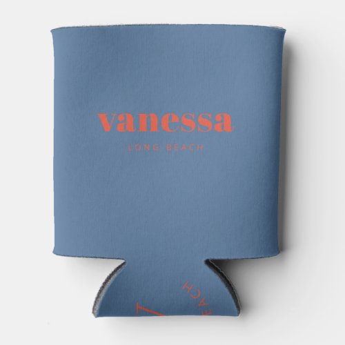 Capri Blue Minimal Modern Classic Name Can Cooler