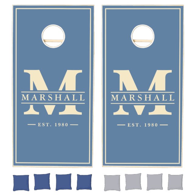 Capri Blue Name & Initial Overlay Cornhole Set (Set)