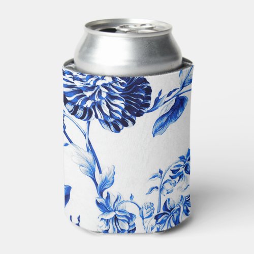 Capri Blue Vintage Botanical Floral Toile No2 Can Cooler