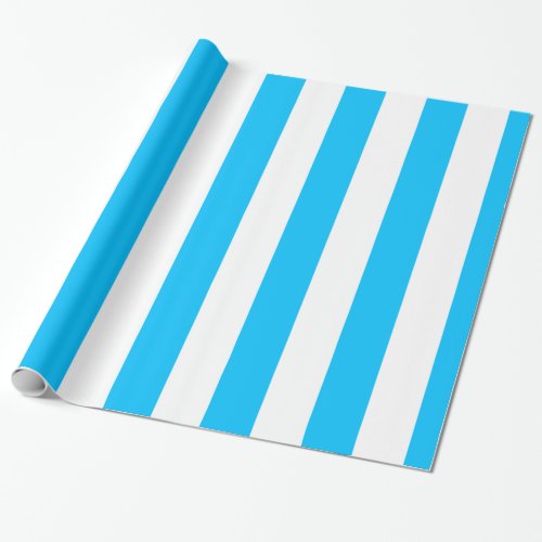 Capri Blue White Extra Large Stripe Pattern Wrapping Paper