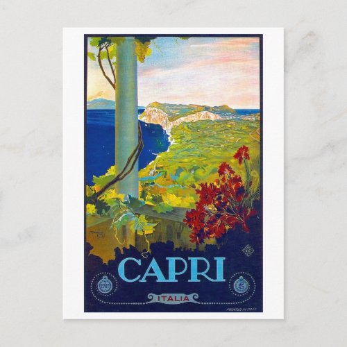 Capri coastline sea Italy Italian riviera Postcard