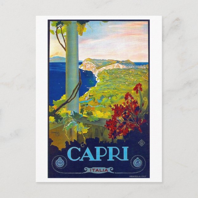 Capri, coastline, sea, Italy, Italian riviera Postcard (Front)