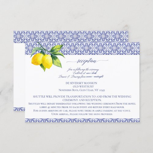 Capri Coll  Elegant Wedding Reception Card