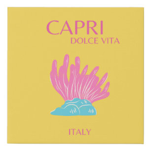Capri Dolce Vita, Travel Art, Yellow Faux Canvas Print