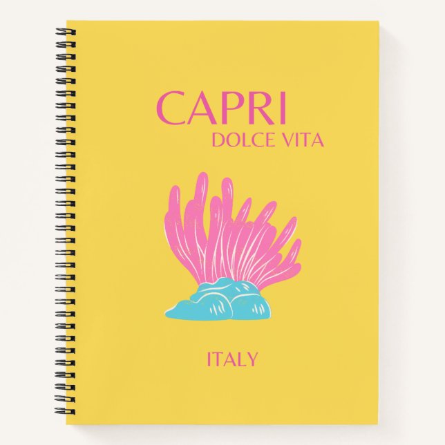 Capri Dolce Vita, Travel Art, Yellow Notebook (Front)