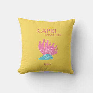 Capri Dolce Vita, Travel Art, Yellow Throw Pillow