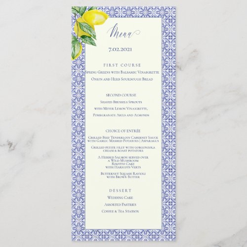 Capri  Elegant Mosaic Tile Wedding Menu Card