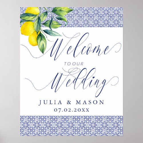 Capri Elegant Mosaic Wedding Tile Welcome Sign