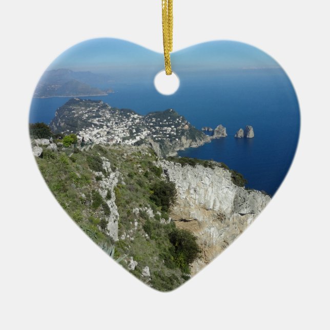 Capri Faraglion Rocks Italy High View.JPG Ceramic Ornament (Front)