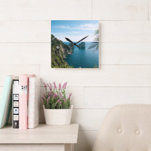 Capri Faraglioni Rock View 1 Square Wall Clock