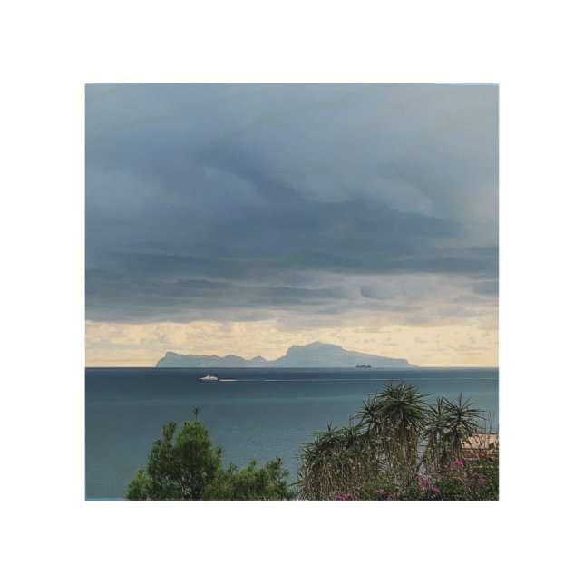Capri Island - Photo From Posillipo Naples Italy Wood Wall Art (Front)