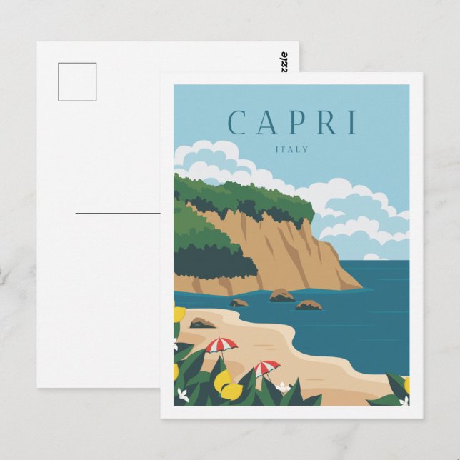 Capri Italy Famous Travel Place Illustration Postcard (Front/Back)