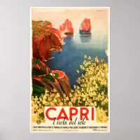Italy - Capri, the Island of the Sun de Vintage Travel Collection em  póster, tela e muito mais