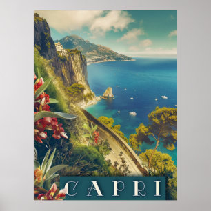 Capri, Italy Italia Coast Vintage Travel Poster