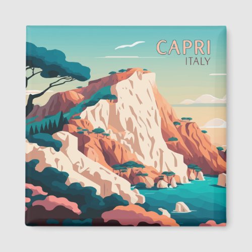 Capri Italy Lemons Mediterranean Island Retro Magnet