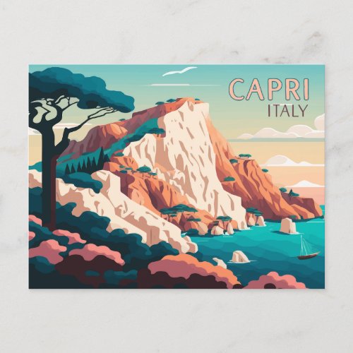 Capri Italy Lemons Mediterranean Island Retro Postcard