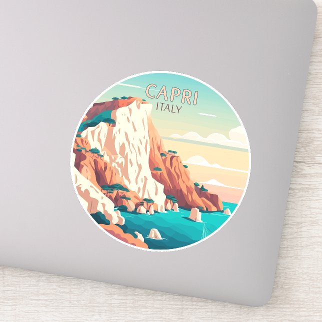 Capri Italy Lemons Mediterranean Island Retro Squa Sticker (Detail)