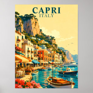 Capri Italy Marina Grande Harbor Souvenir Poster